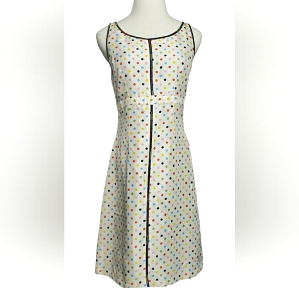 Polkadot Confetti Rainbow Silk Sheath Dress 8 Contrast Event Wedding Retro 60s